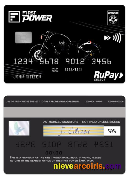 India IDFC First Power RuPay credit card
